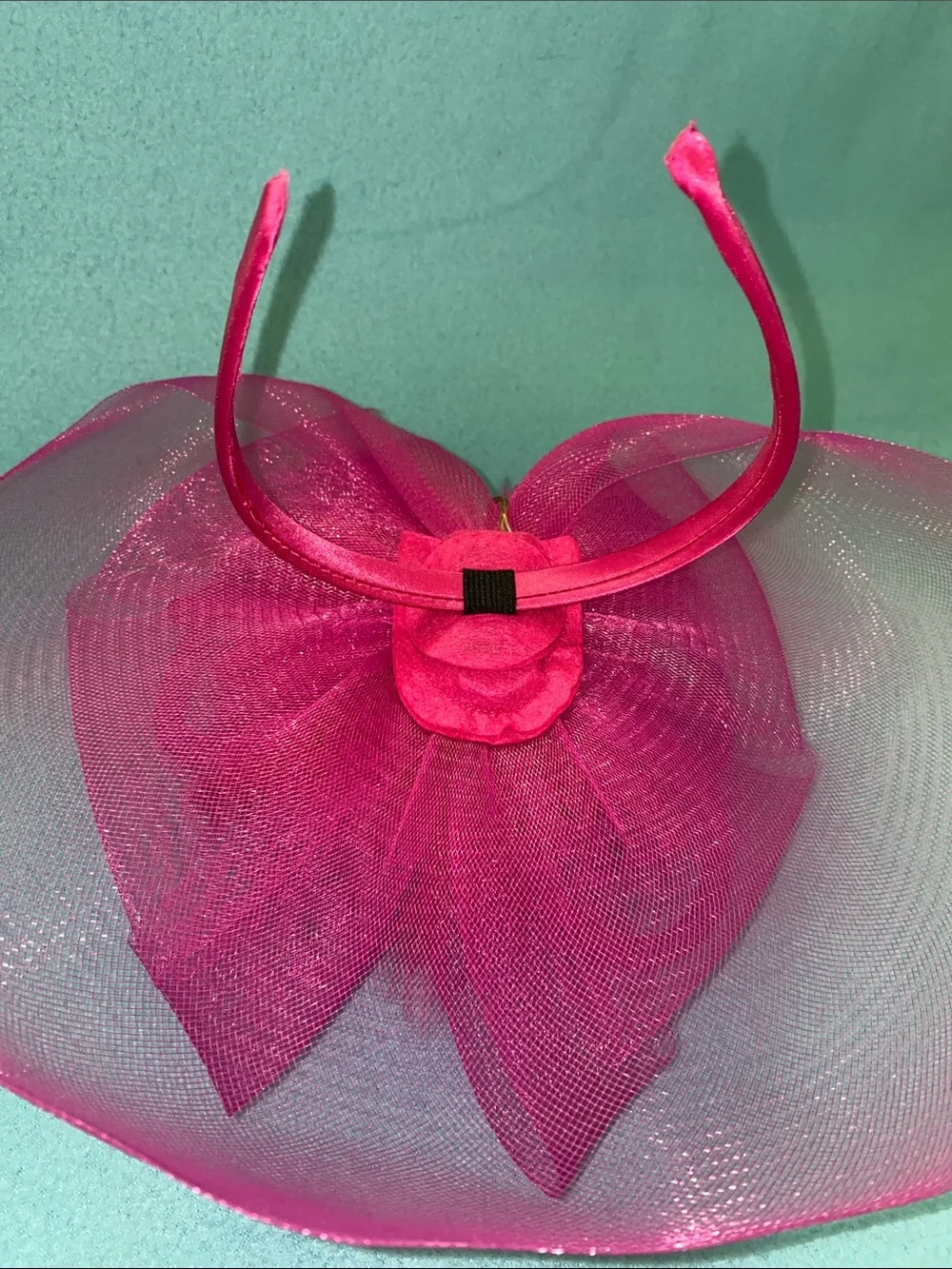 FASCINATOR light up mesh fuchsia pink headband elegant floral fun NEW size OSFA